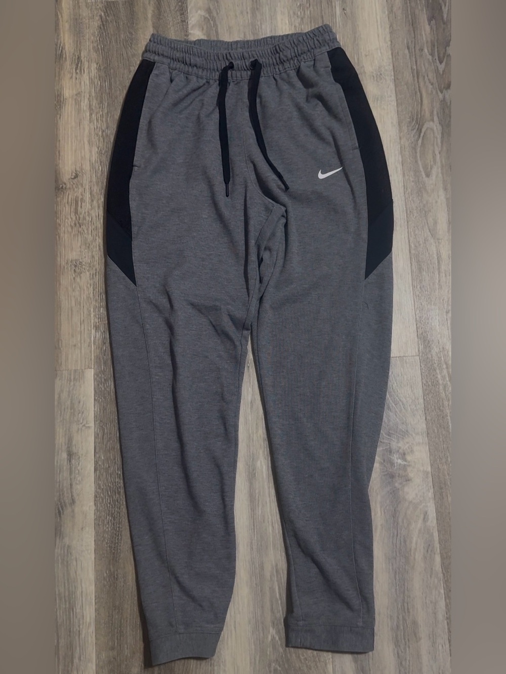 Nike Men's Gray Jogger Pants with Black Side Panels